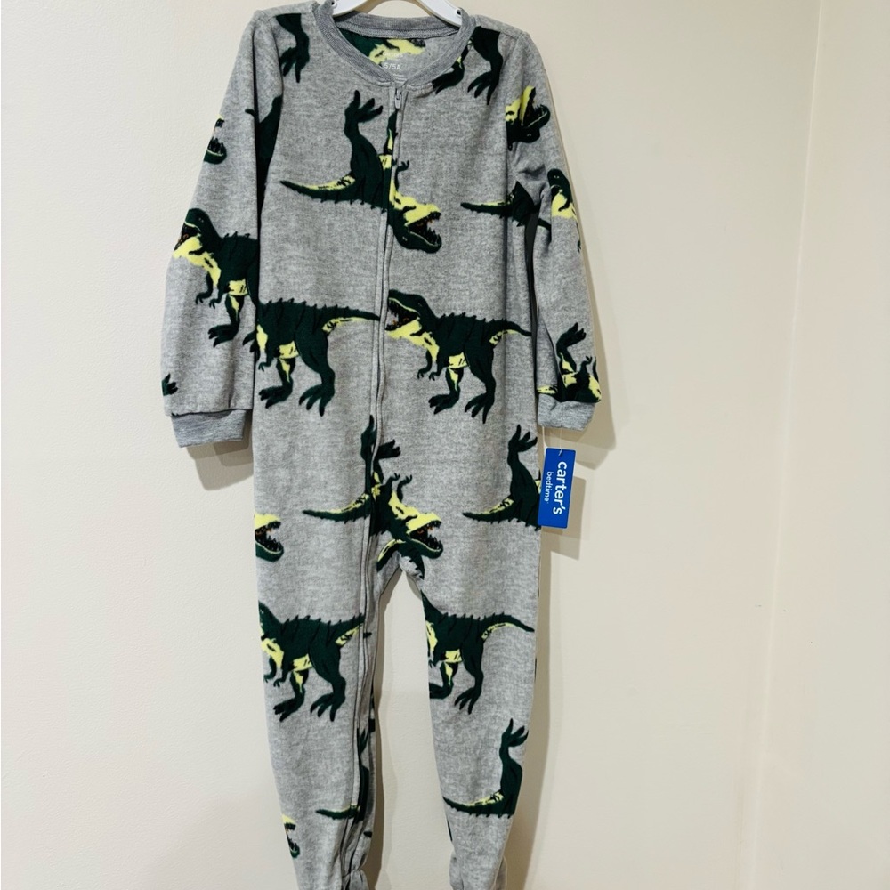 Carter's Gray and Green Dinosaur Onesie